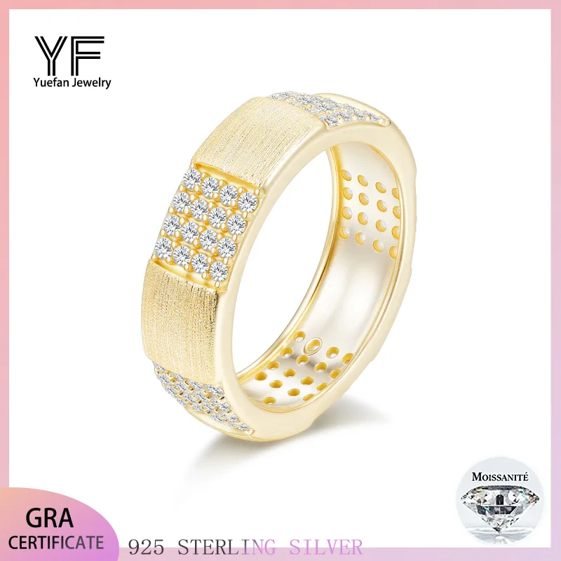 

Кольцо из серебра 925 пробы с микронабором из муассанита, винтажное матовое, простые, модные и универсальные украшения, обручальные и обручальные кольца