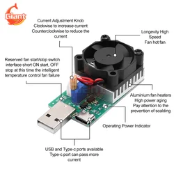 USB Battery Capacity Tester Adjustable Constant Current Electronic Load Aging Tester Fast Charging Discharging Resistance Tester