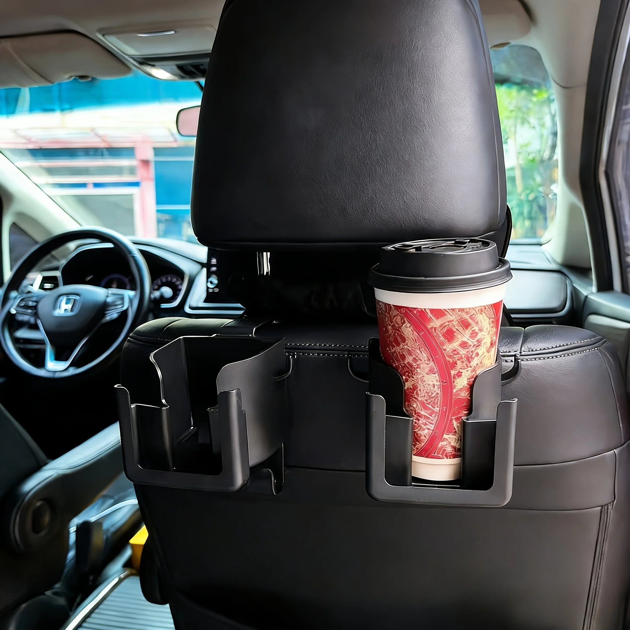 Suporte de Armazenamento para Encosto de Banco de Carro com Porta-Copos, Suporte para Celular e Ganchos, Economizando Espaço, Peças Automotivas