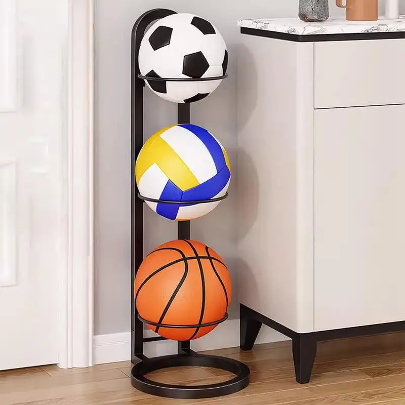 Basketball Storage Rack Vertical Display Stand Multifunctional Easy To Assemble Ball Rack For Garage Kids Room Football