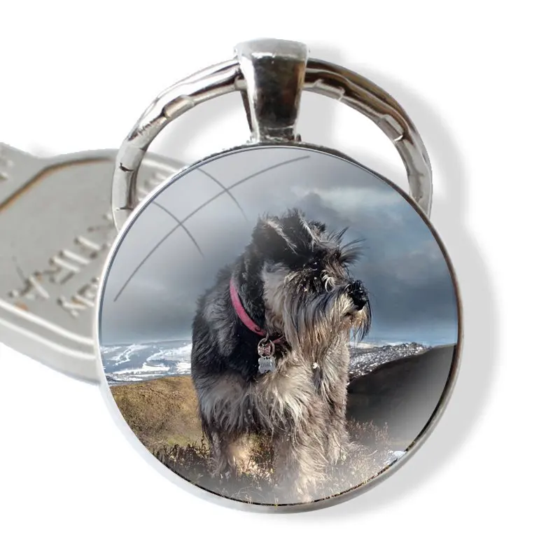 Keychain Handmade Glass Cabochon Key Ring Holder Pendant Key Chains Scottish Terrier Dog Puppy Puppies