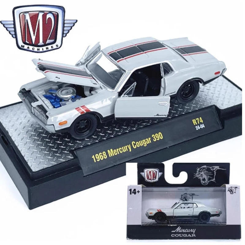 

M2 1:64 1968 Mercury Cougar 390, имитация сплава, модель автомобиля, статическая коллекция, украшенные праздничные подарки, игрушки