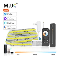 Tuya COB LED Light Strip CCT 24V 512 LEDs FOB 10mm High Density WW CW RF Smart Life Wireless CCT FOB Flexible Tape Ribbon Lamp