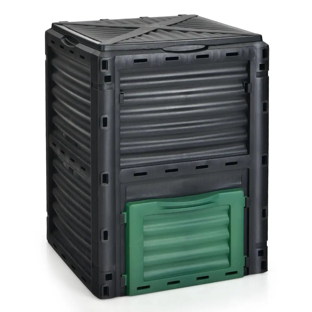 80 Gallon Outdoor Composter Bin With Large Lid And Bottom Door, PP Material With Air Vents For Aerobic Fermentation, Garden Waste Composting For Backyard