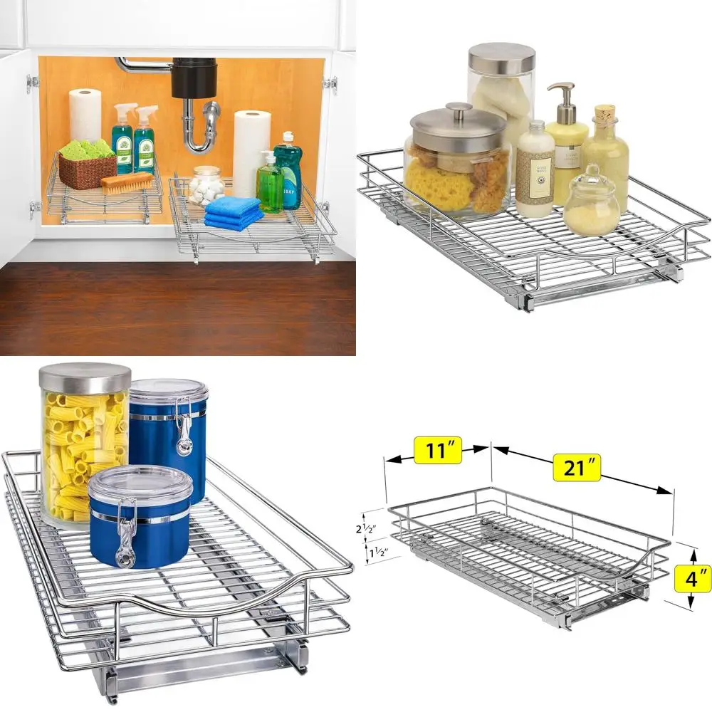 

11 x 21 Pull-Out Cabinet Organizer for Kitchen Cabinets - Sliding Shelves Storage