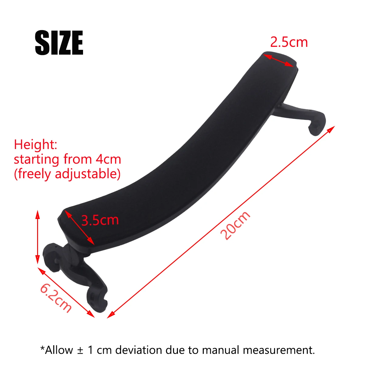 Miwayer Adjustable Violin Shoulder Rest – 4/4-3/4 Size, ABS Material + Sponge Pad, Non-Slip Feet, 180° Rotation, Durable