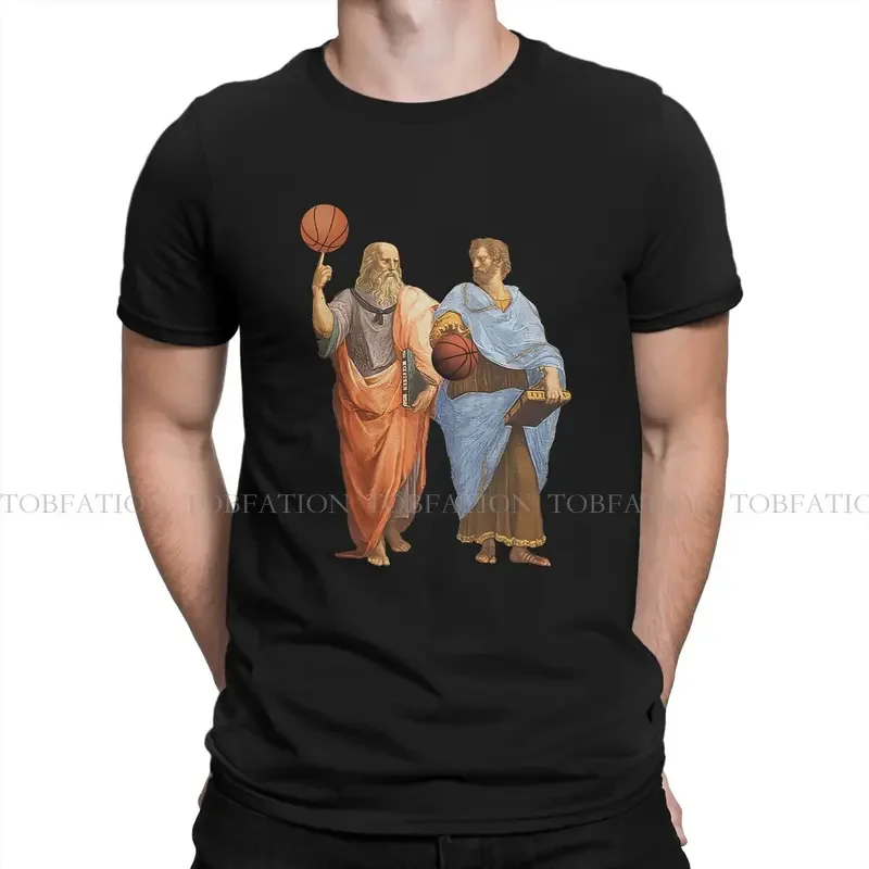 Metaphysica Plato and Aristotle in Epic Basketball Tshirt Graphic Men Tops Vintage Fashion Summer Short Sleeve Cotton Harajuku