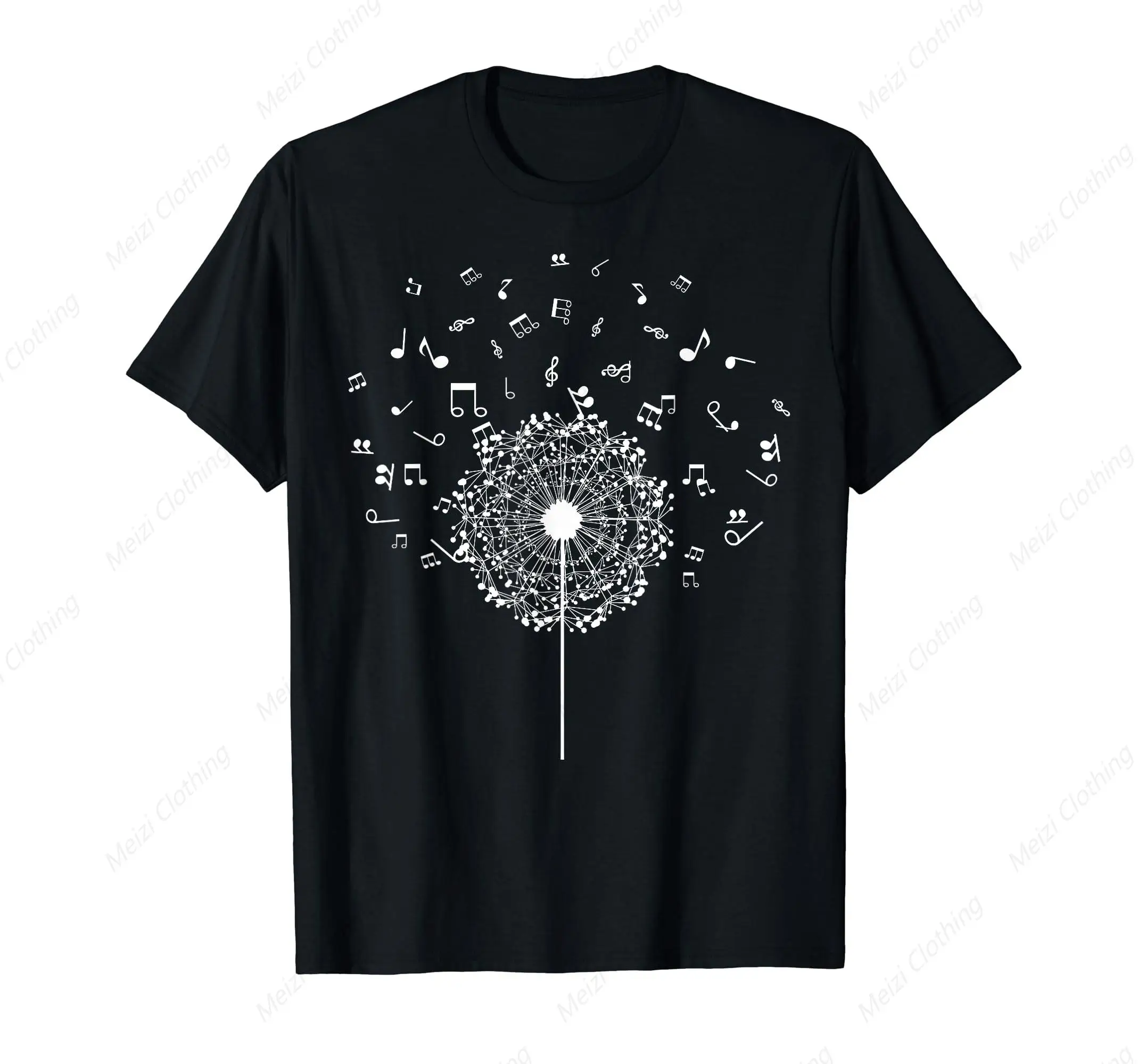 Music symbol dandelion novel art men's and women's T-shirts cool men's clothing gifts cotton short sleeves