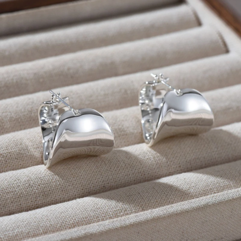 

Europe America Copper Plated Platinum Curved Smooth Surface Fashion Earrings Women Chic Jewelry