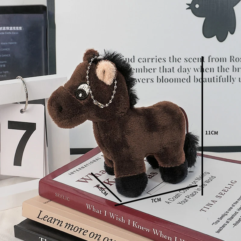 Novos cavalos brinquedos de pelúcia chaveiro pendurado decoração ​ ​ Animal de pelúcia cavalo chaveiro bonito pônei boneca mochila ornamentos pingente crianças brinquedo