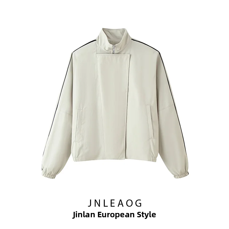 JNLEAOG Fashionable Pilot Jacket Coat Women's Autumn New Style Standard Fit Zipper Closure Polyester Fiber Ladies Outerwear