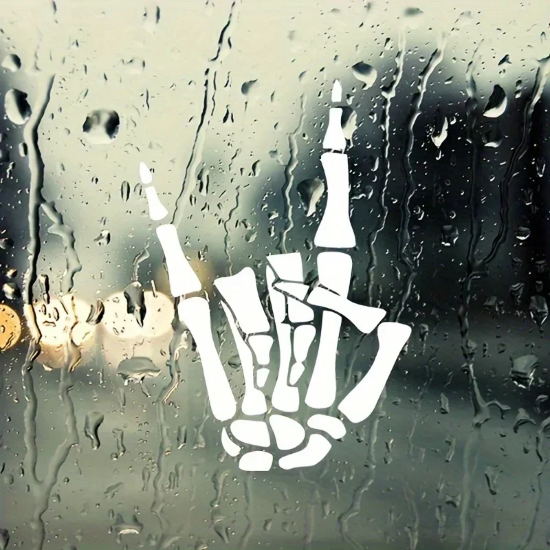 Rock On Skeleton Hand Sticker, Waterproof Vinyl Decal, Devil Horn Metal Rock Hand Decor for Car Window Motorcycle Body Laptop