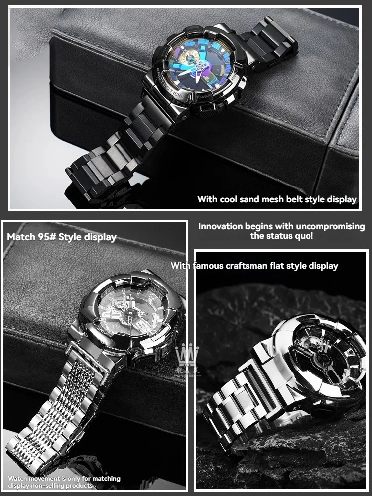 카시오 G-SHOCK GA-2100 GM2100 GM-110 GA110 DW5600 남성용 금속 시계 스트랩용 농장 오크 수정 스테인레스 스틸 팔찌 시계 밴드