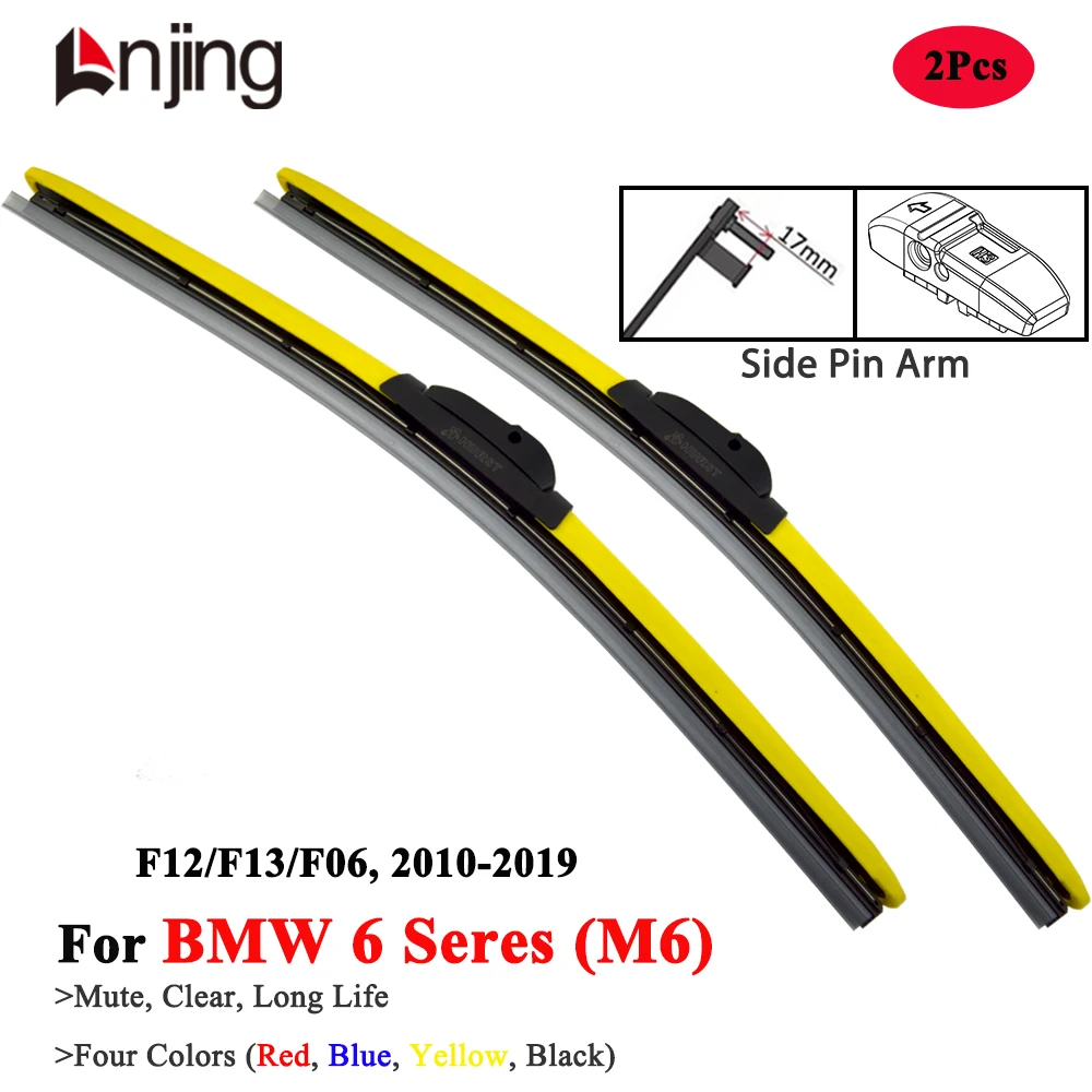 

LNJING Colorful Wiper Blades For BMW 6 Series M6 F12 F13 F06 640d 640i 650i 2010 2012 2015 2016 2018 Car Exterior Accessories