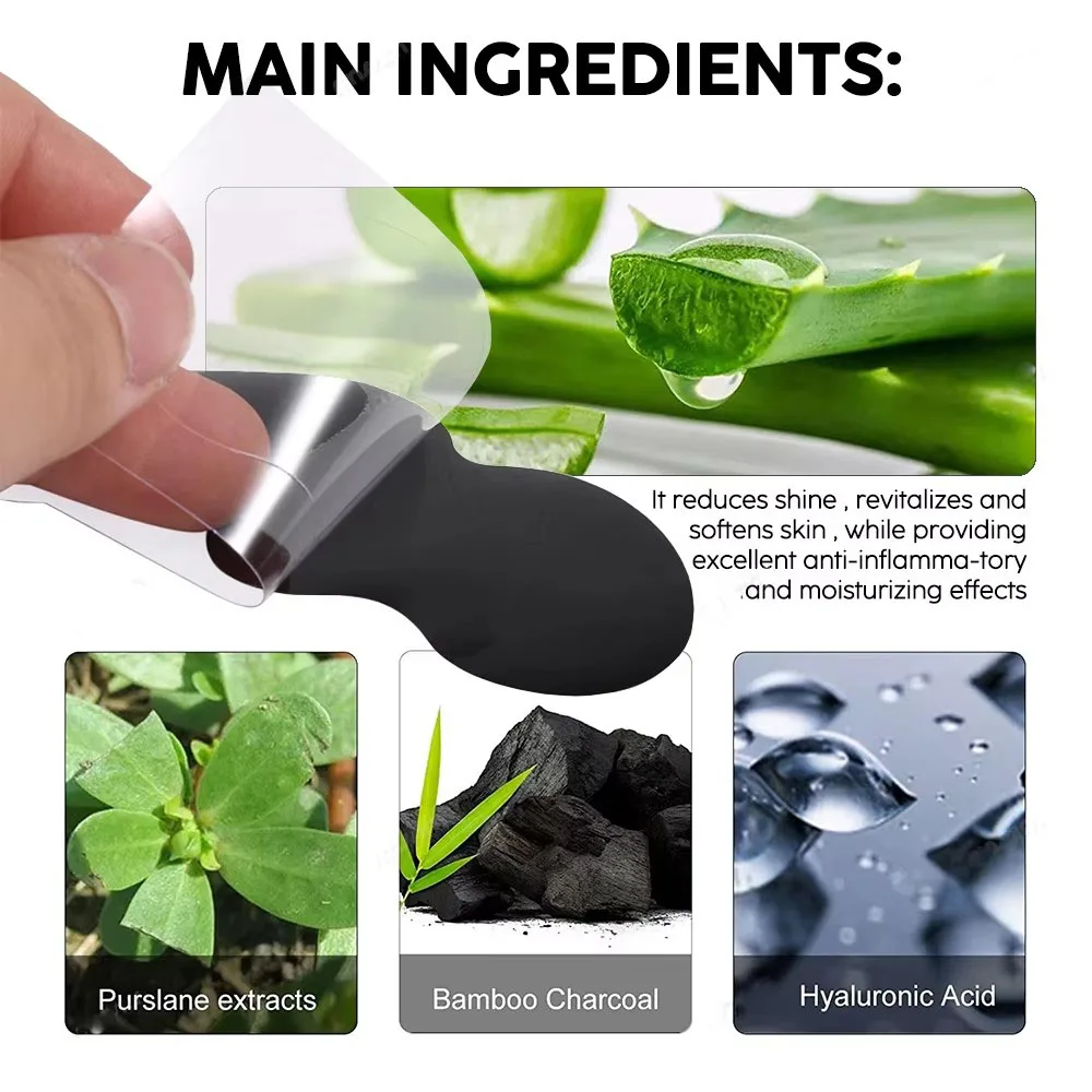 Parche de nariz de cerdo negro hecho de carbón de bambú para eliminar puntos negros, acné, limpiar los poros y absorber las manchas de aceite, 5/10/15/20/30 Uds.