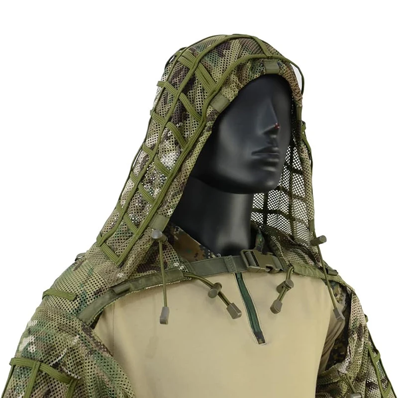 Ghillie-Anzug, taktischer Scharfschützmantel, Viper-Kappen, Jagdmantel, Material und Farbe optional, Tarnkleidung für Airsoft-Paintball – Detail 21