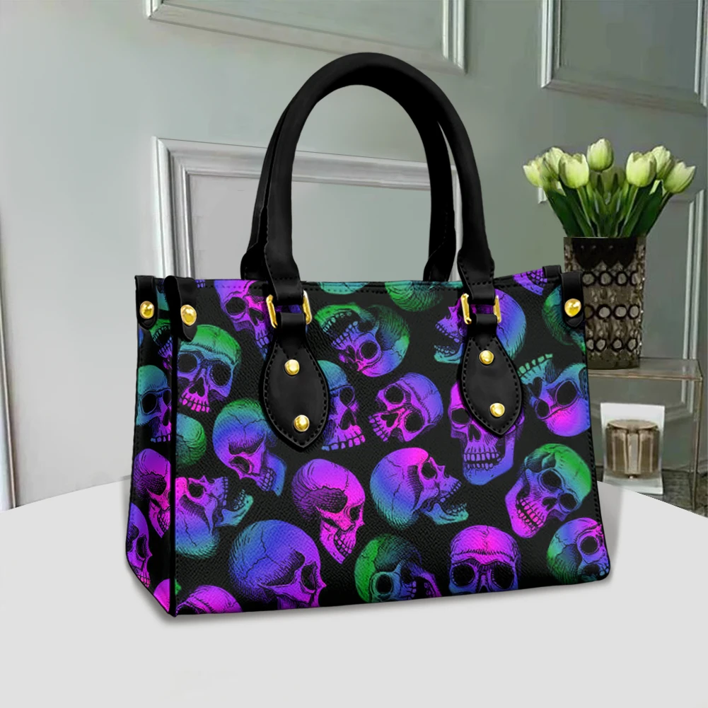 

Cywgift Vintage Gradient Skull Pattern Women Casual Handbag Fashion Pu Leather Casual Shoulder Bags for Ladies bolsas 2022