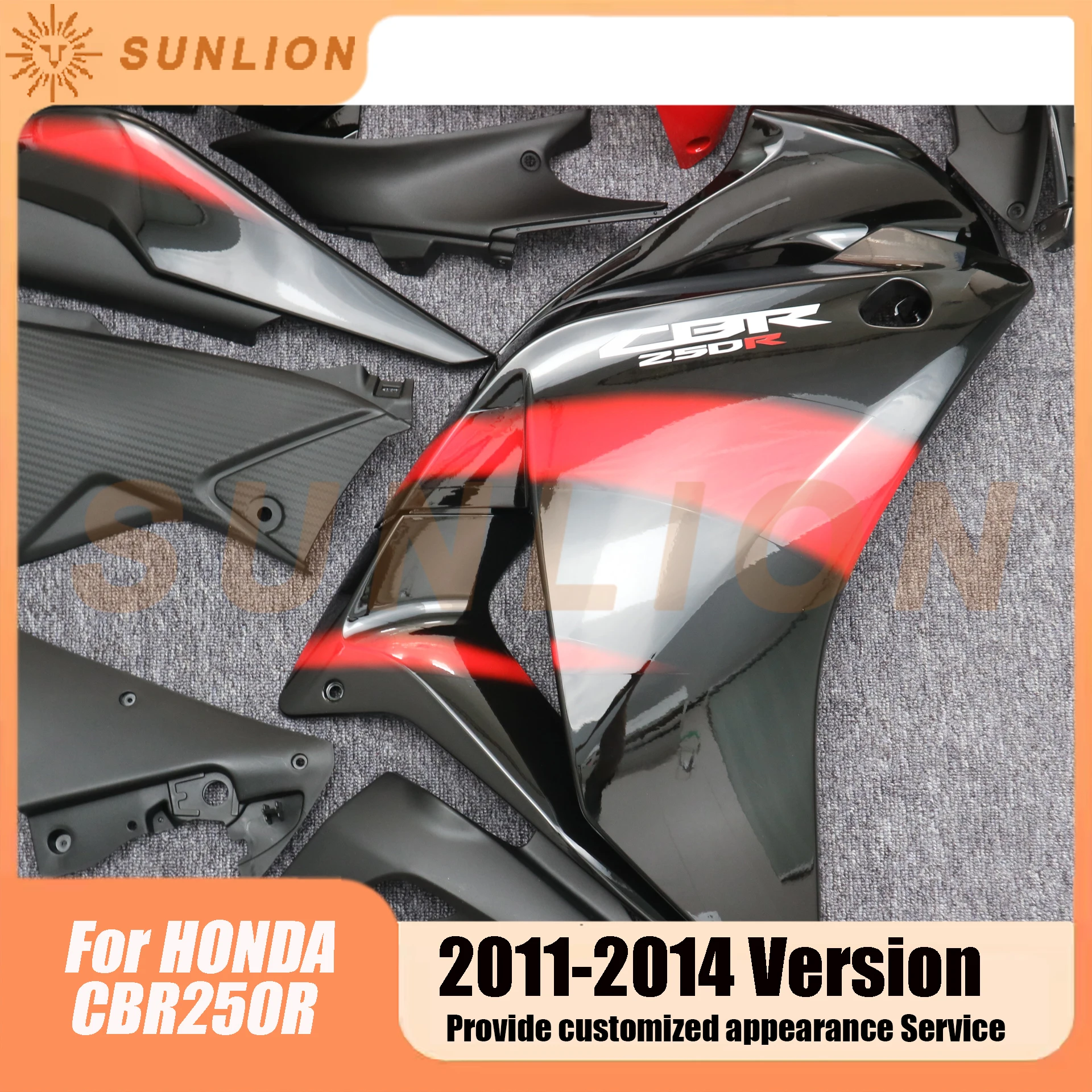 For HONDA CBR250R CBR 250R CBR250 R 20112012 2013 2014 Full Fairing Motorcycle ABS Injection molding Full Body Fit Fairing