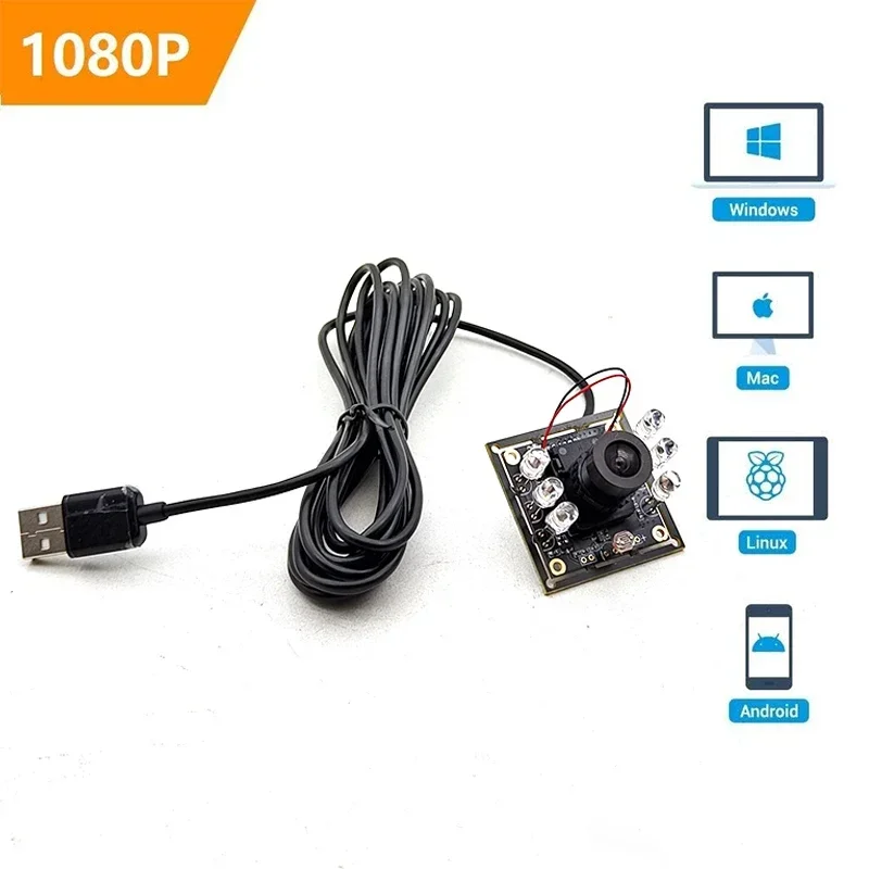 2MP Day Night Vision IR Led HD1080P USB Camera Module UVC Plug Play Driverless Webcam for Android Linux Windows Mac