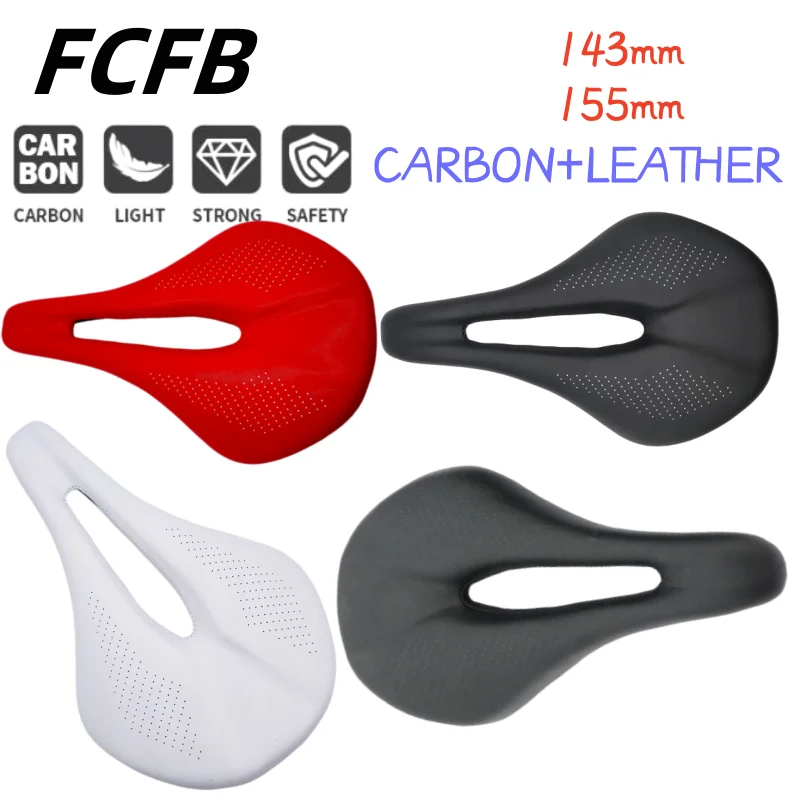 new Carbon Saddle Road Bike Seats Ultralight Carbon Fiber+Leather Cycling Saddles mtb road bike  seat saddle 143mm or 155mm