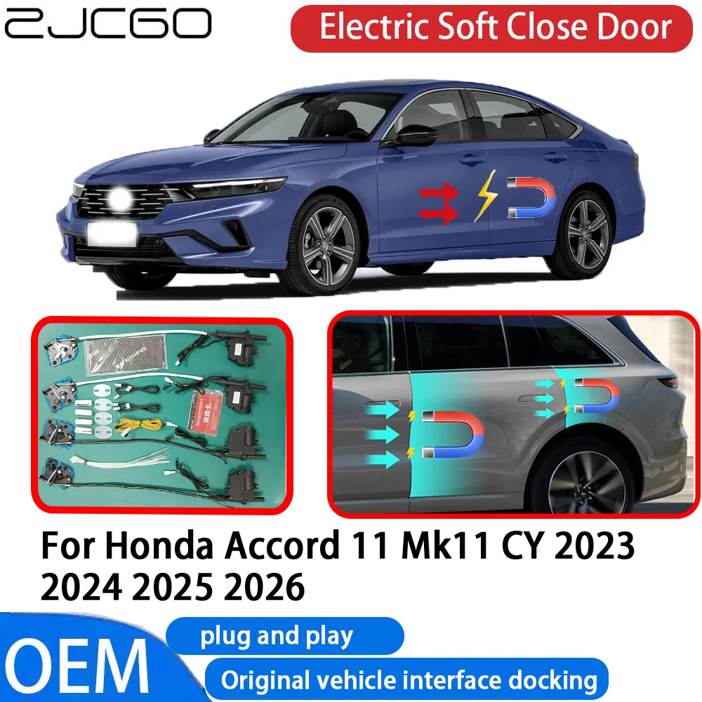 ZJCGO for Honda Accord 11 Mk11 CY 2023 2024 2025 2026 Car Automatic Electric Soft Close Door Closer System OEM Plug and Play