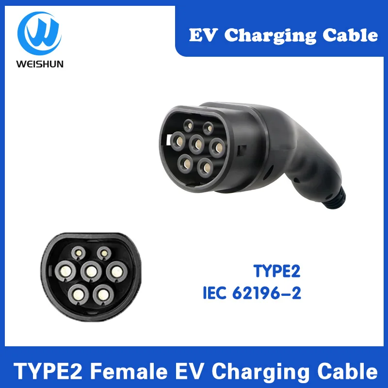 11KW Type 2 EV Charger Plug with Cable 32A 16A 3Phase IEC62196-2 Cord for Electric Vehicle Charging Station