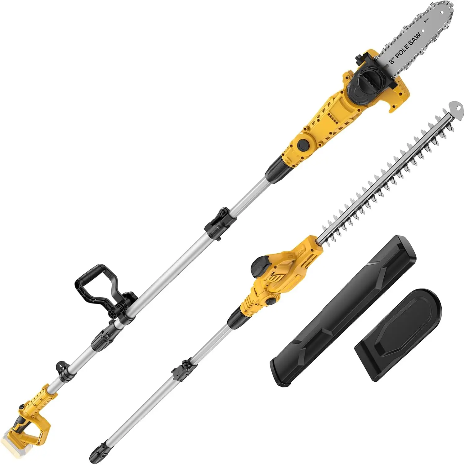2-in-1 Cordless Pole Saw & Pole Hedge Trimmer, 8-Inch Pole Saw and 19-Inch Hedge Trimmer, 20V Battery Compatible