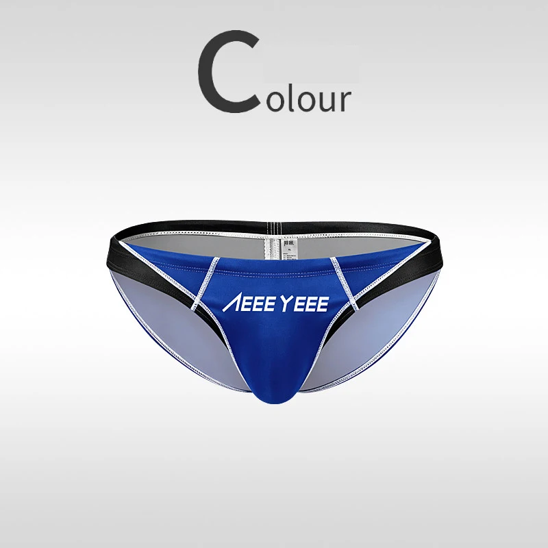 Herren Sexy Satin Strand-Badehose mit Niedrigem Bund, Atmungsaktive Schnelltrocknende Slips, Patchwork-Bikini, Weiche Professionelle Renn-Schwimmhose – Detail 14