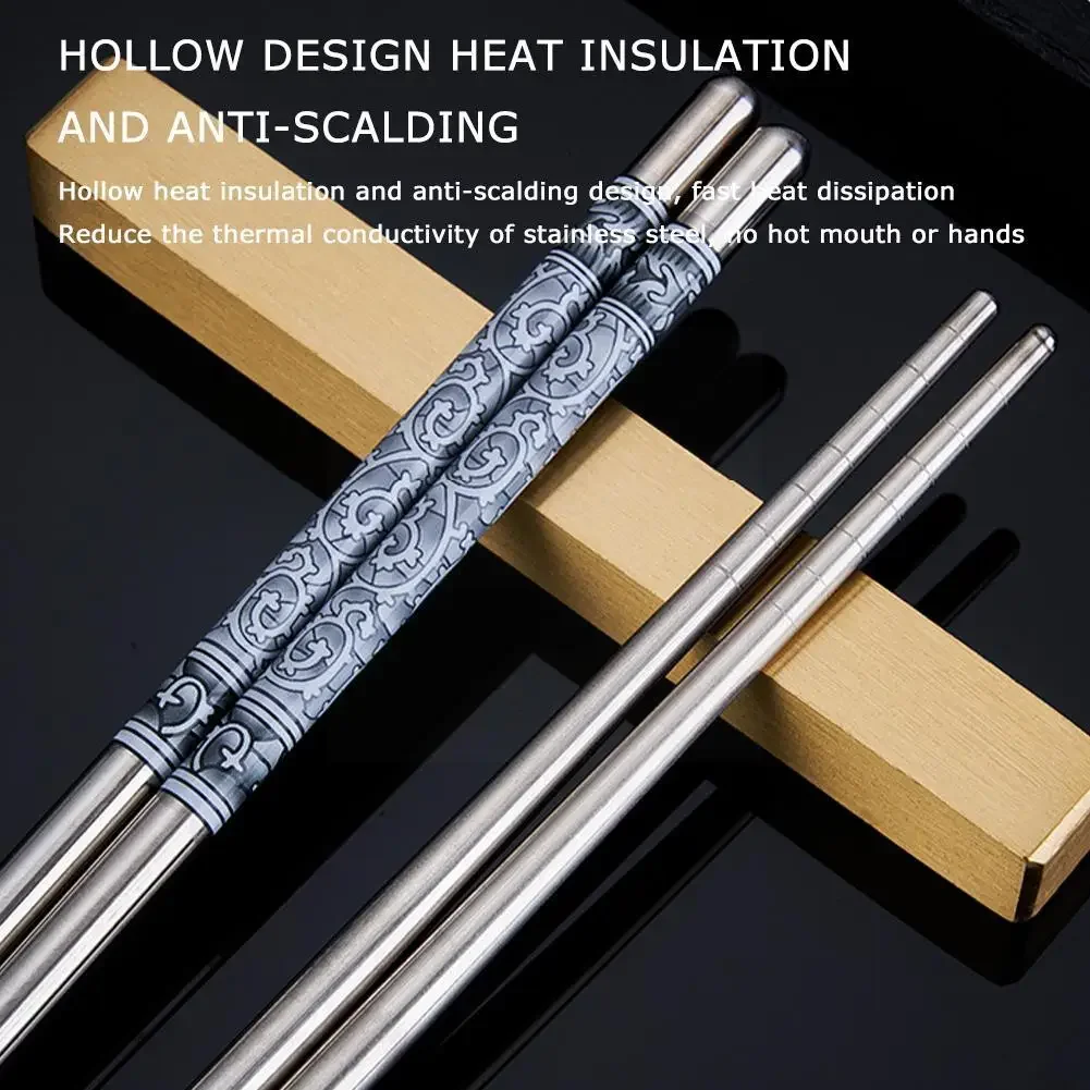 Stainless Steel Chopsticks Tableware Portable Reusable Blue Porcelain Patters Food Sticks Chopsticks Kitchen Dishes for Sushi