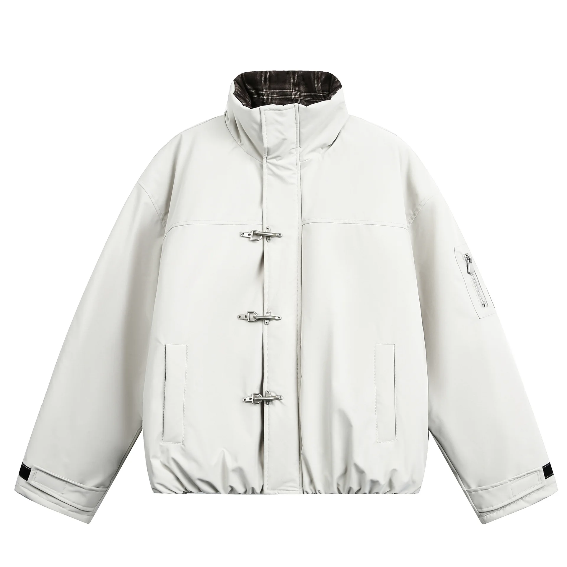 

Winter American Retro Pilot Snaps Workwear Cotton Coat, Loose Thick Warm Stand-Collar Jacket for Men and Women