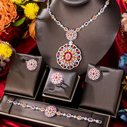 GODKI New Fashion Turquoise UAE Dubai Bridal Jewelry Set For Women Wedding Party Nigerian African Necklace Earring Set