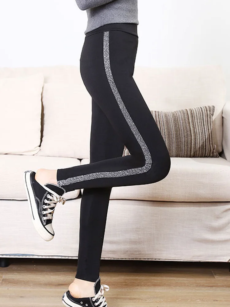 Fitness Leggings Women New Pencil Pants Side Stripe Print Gym Sports Leggins High Elastic Push Up Pants Athletic Jogging Female