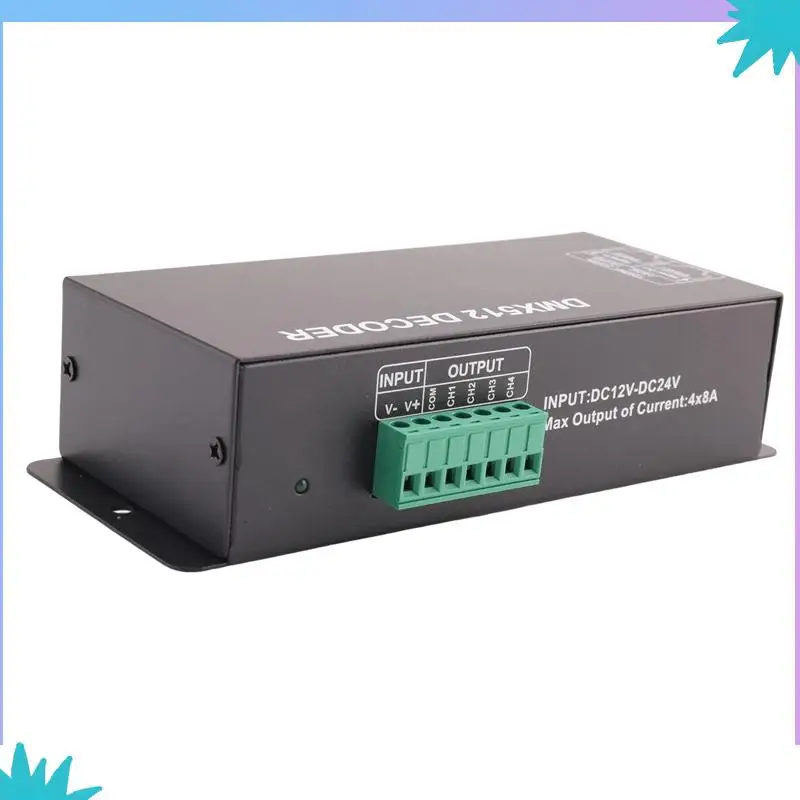 ABZW 2X Dmx 512 Digital Decoder,Dimming Driver Dmx512 Controller For LED Rgbw Tape Strip Light Rj45 Connection Dc12-24V 20A