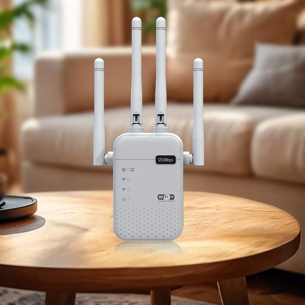 

Удлинители Wi-Fi 1200 Мбит/с, 4 внешних антенны, двухдиапазонный беспроводной расширитель диапазона 5 ГГц и 2,4 ГГц для домашнего офиса