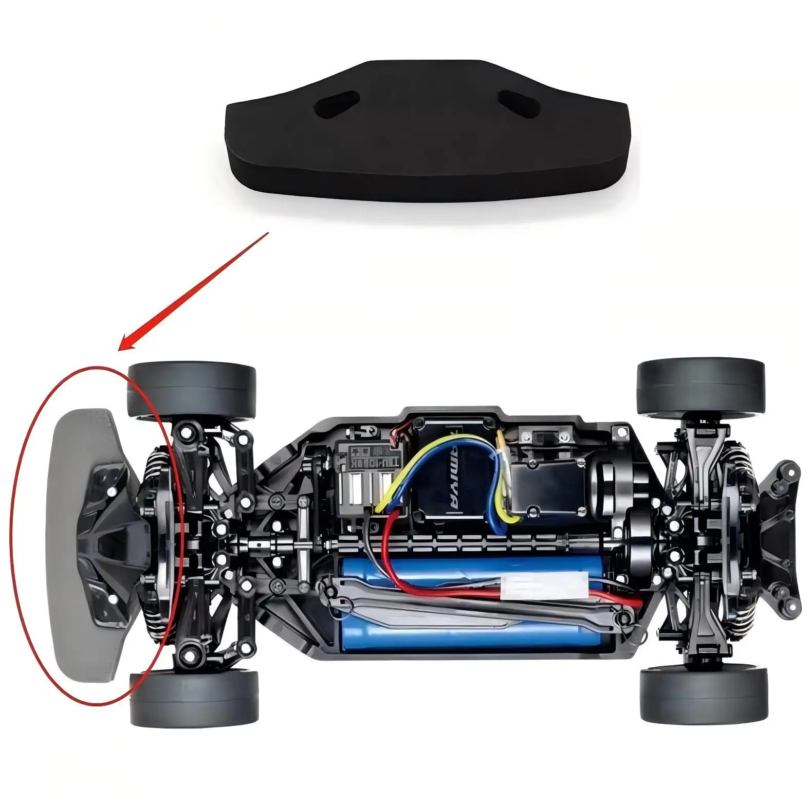 Front Bumper Sponge Foam for Tamiya TT01 TT02 1/10 RC Car, Impact Protection Upgrade Accessories