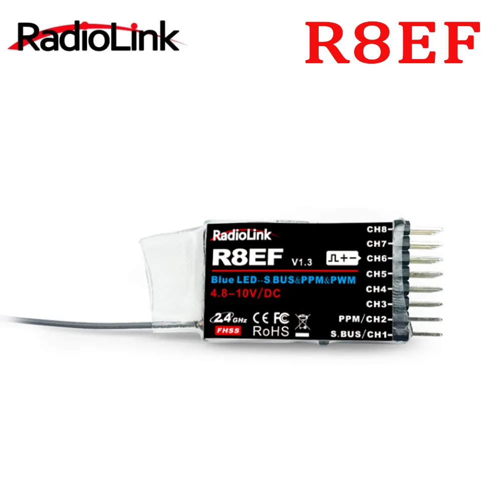 

Radiolink R8EF 2.4Ghz 8 Channels Receiver Support S-Bus/PPM/PWM Signal for 8CH T8FB T8S Transmitter RC Car Boat Drone