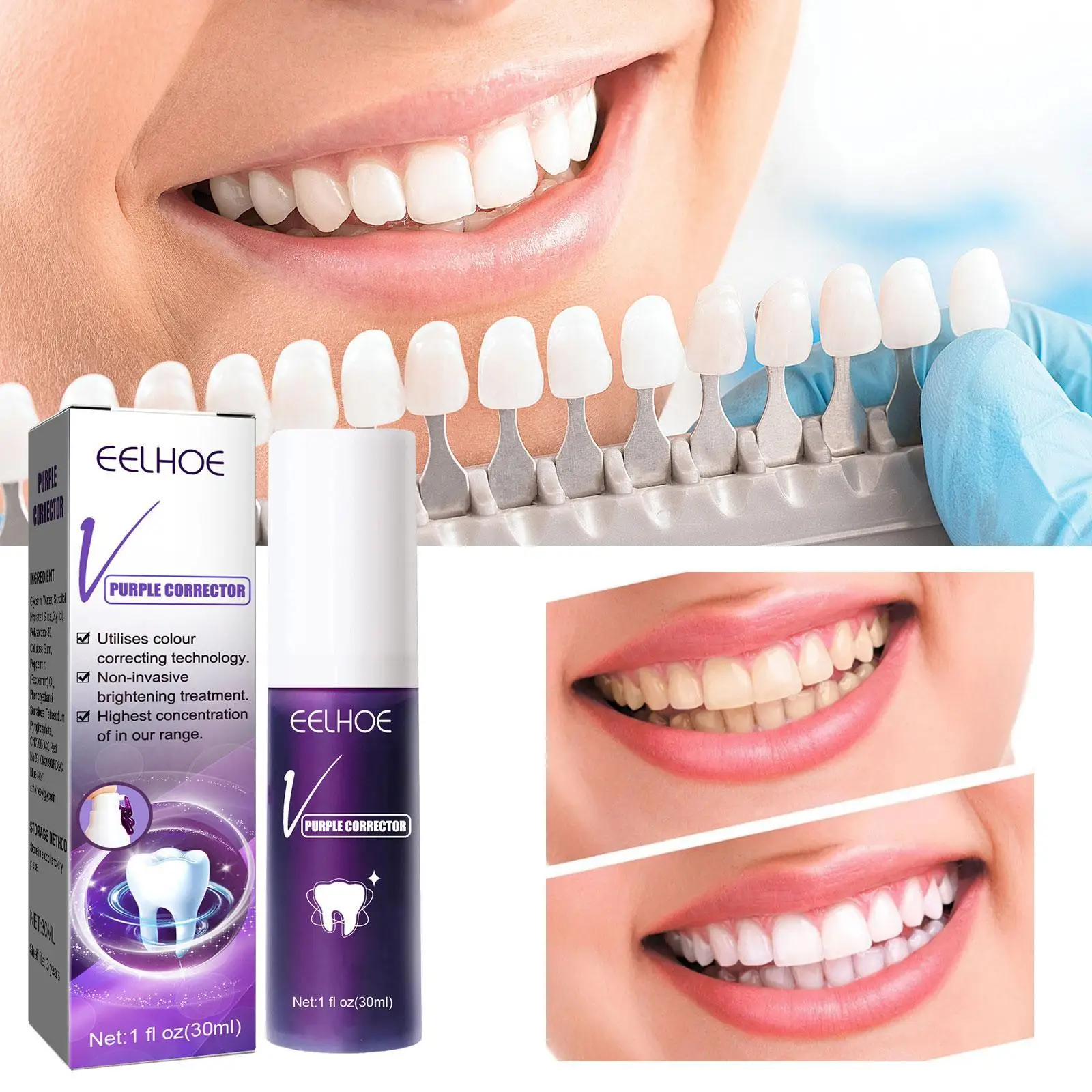 30ml Mousse sbiancante per denti pulizia profonda macchie di sigaretta riparazione Bright neutralizza i toni gialli placca dentale alito fresco