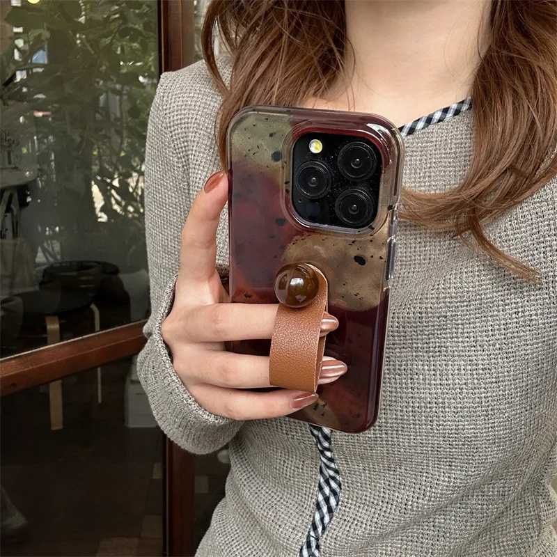 العنبر ميلارد سبلاش الحبر البقع الخريف الشتاء الفن جراب هاتف آيفون 17 16 15 14 13 برو ماكس حافظة لطيف فاخر الكرتون غطاء