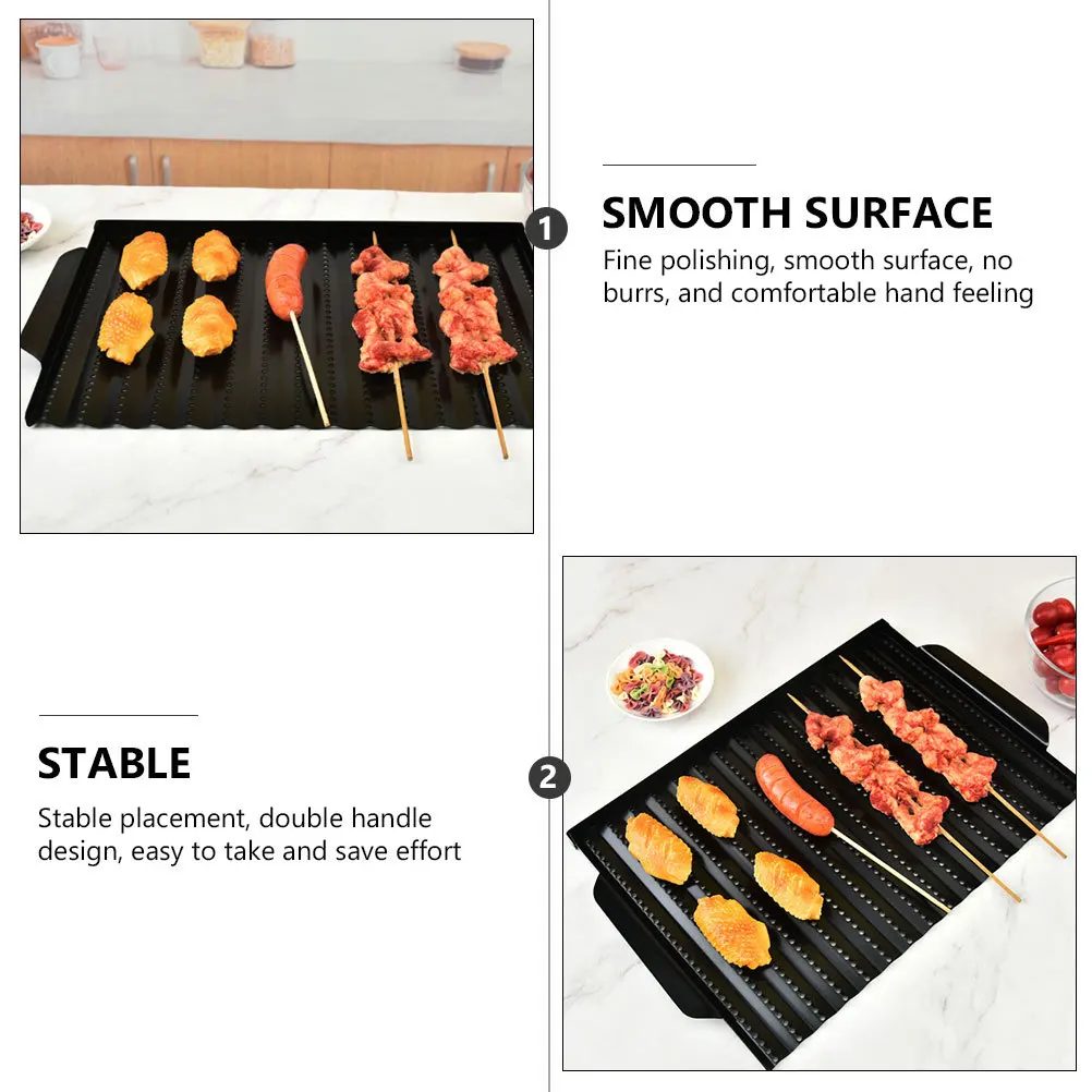 

Non-Stick Grill Pan Carbon Steel Baking Tray Waterproof Rust-Proof Easy Clean Kitchen Bakeware Outdoor Roasting Plate Barbecue