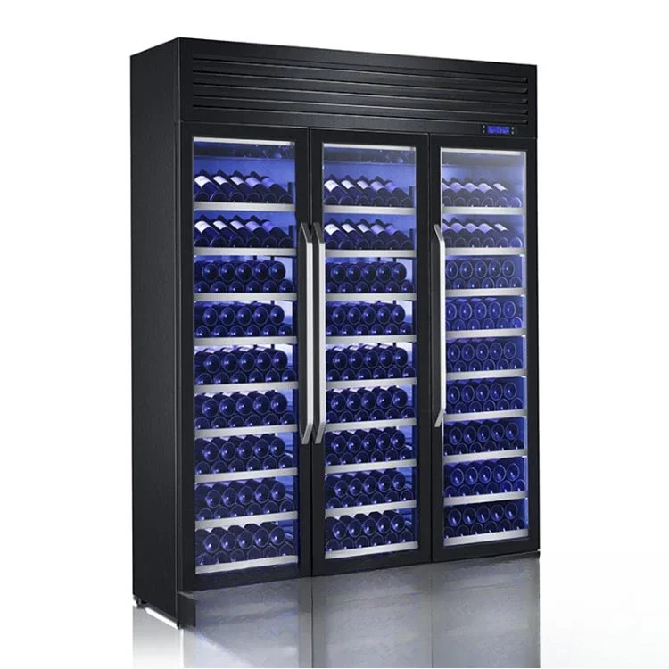 

Light luxury wine cellar stainless steel wine cabinet, private high end double door glass display cabinet, metal constant
