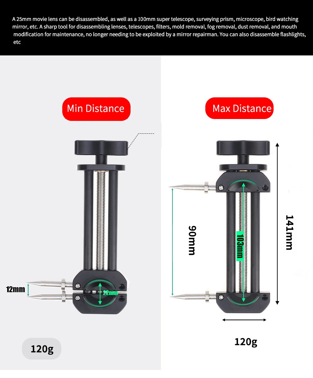 Universal-Objektiv reparatur werkzeug Multifunktion objektiv Filter rings chl üssel Schraubens chl üssel offenes Werkzeug Aluminium legierung für 25mm-100mm Kamera objektiv – Detail 10