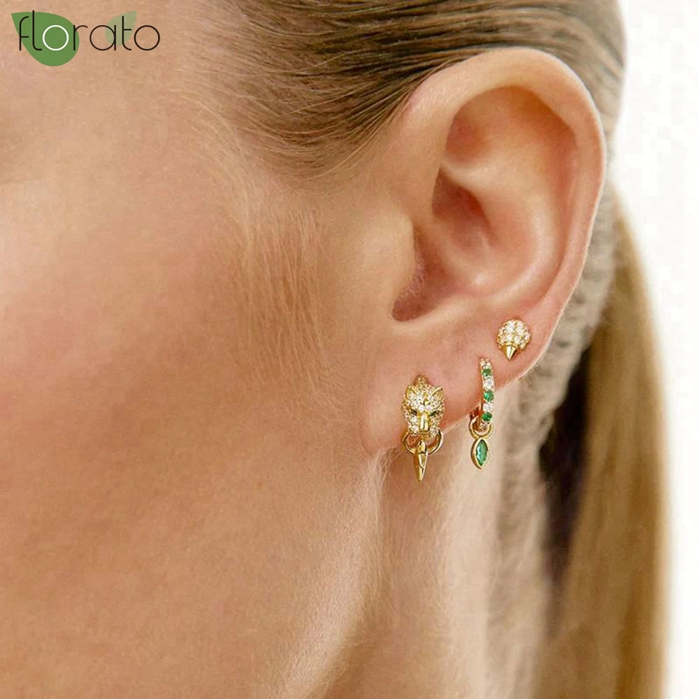 925 Sterling Silver Needle Luxury 18K Gold Hoop Earrings for Women Trendy Leopard Animal Earrings 2024 New Jewelry Wholesale