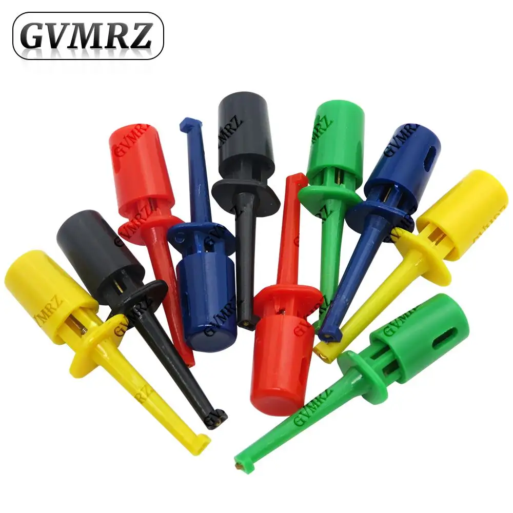 10PCS 43mm 5Colors Test Hook Clip 10PCS Each Color for Electronic Testing, Multimeter Probe kit