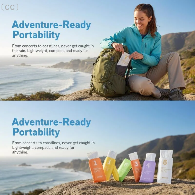 〔CC〕Portable Disposable Colorful Rain Poncho Waterproof Foldable for Amusement Park Hiking Camping Travel Use〔88〕