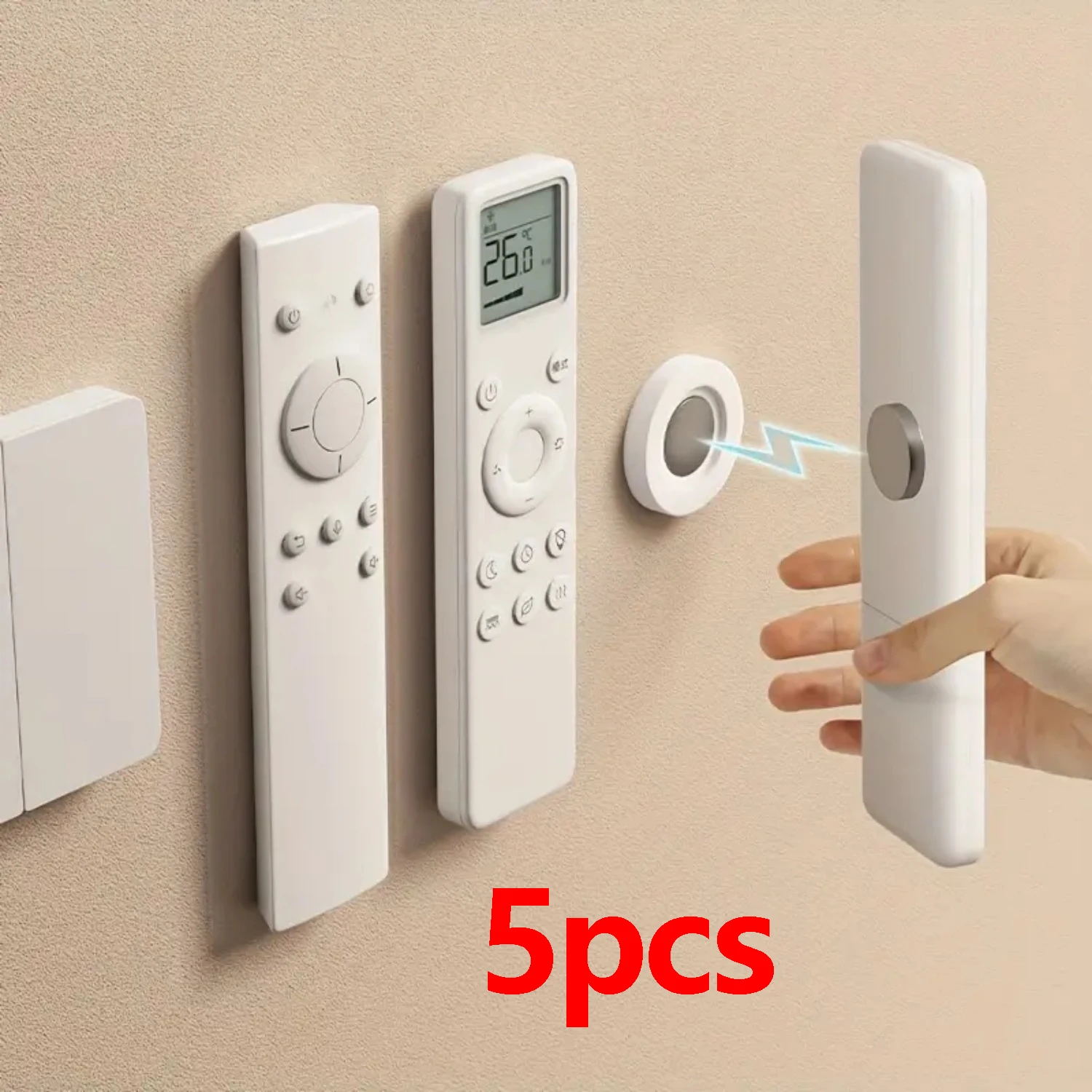 Suporte Magnético para Controle Remoto com Instalação Sem Furadeira, Montagem na Parede para Controles de TV, Ar-Condicionado e DVD, Organizador Branco com Adesivo Forte e Economia de Espaço