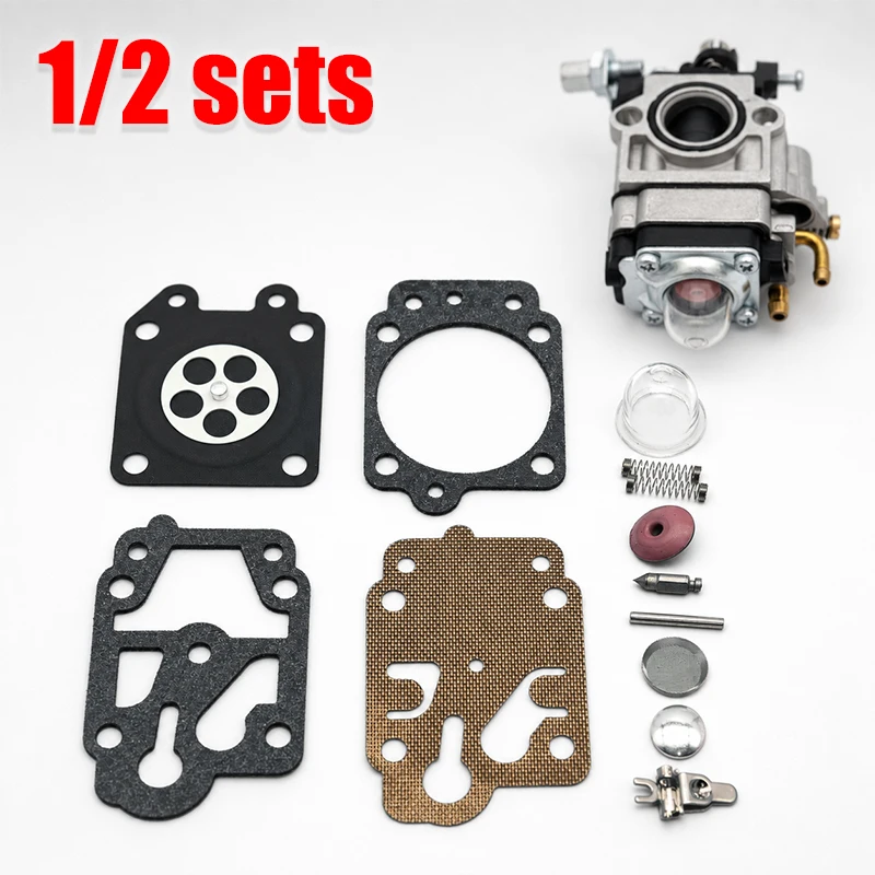1/2 Sets Carburetor Diaphragm Repair Kit with Primer Bulb for Walbro 36F 40-5 139F GX35 Brush Cutter Trimmer Replacement Parts