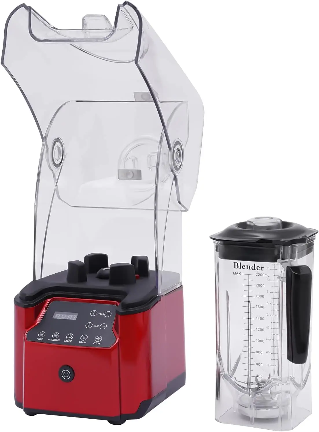 خلاط عصير تجاري، خلاط احترافي ذو 8 تروس مع درع قابل للإزالة - خلاط موجة 110 فولت 2200 وات - لـ