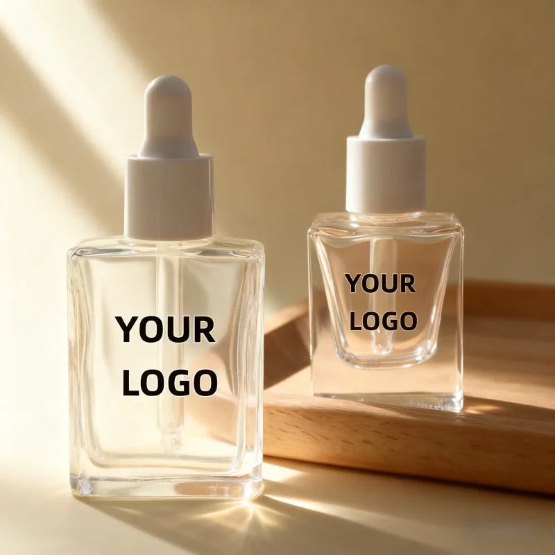 【ロゴカスタム】100個カスタマイズされた10ml/15ml/30ml透明/フロストガラスボトル本体プロフェッショナルビューティーパッケージング素材