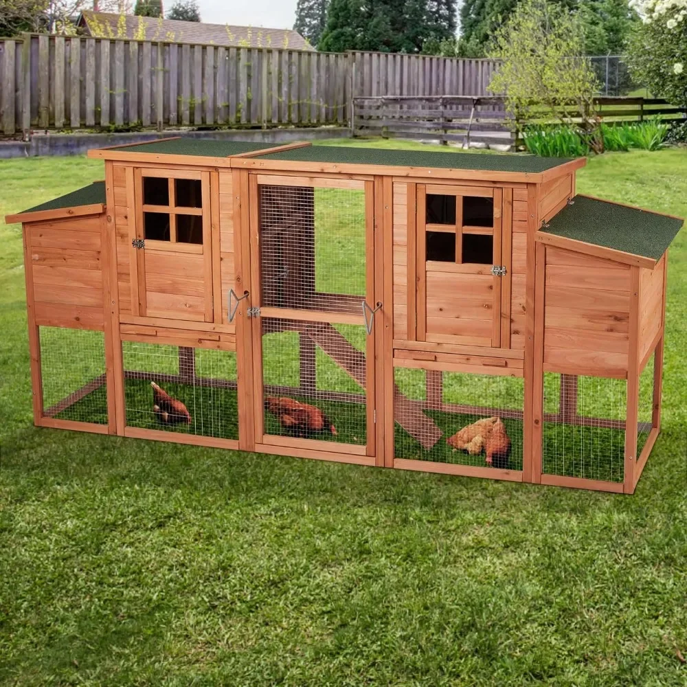 Wooden Chicken Coop, 89 Inch, Large Double Nesting Chicken Coops, Rabbit Coops, Waterproof Outdoor Chickens Coops