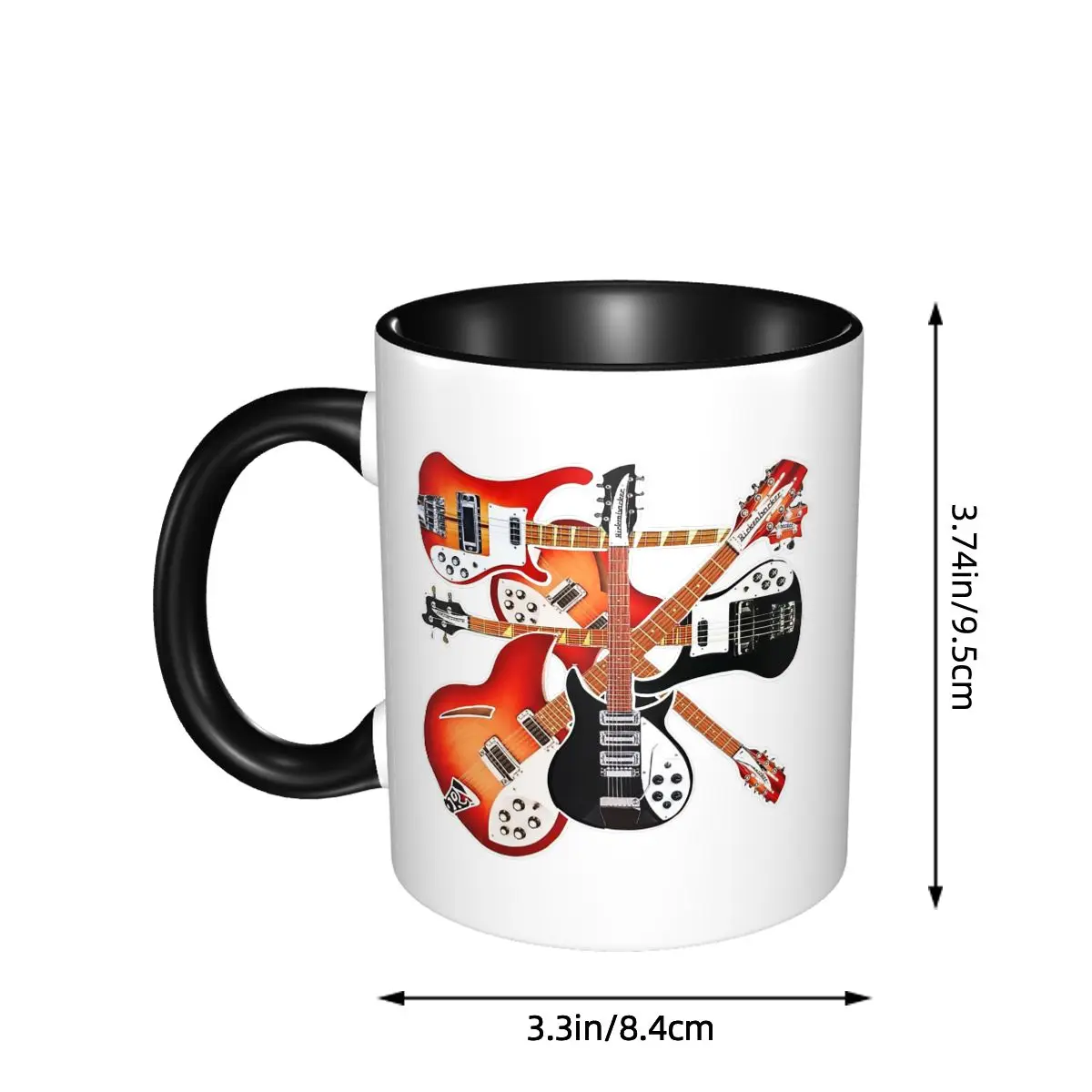 Rickenbacker الغيتار الاحتفال مجردة الفن الكولاج القدح مضحك أكواب القهوة السيراميك أكواب الشاي كوب حليب درينكوير هدايا للجنسين